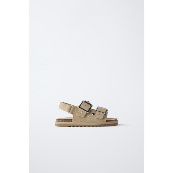 Zara Baby Studded Leather Sandals Size 8 US 24 EU - Picture 3 of 6